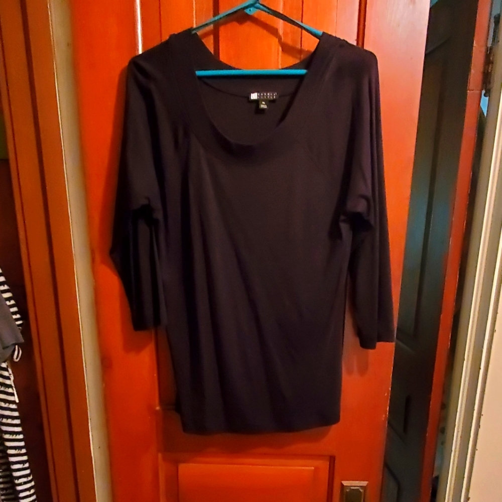 Carole Little 3/4 sleeve black top, size XL